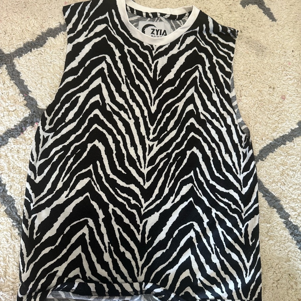 ZYIA Black and White Zebra Print Tank Top